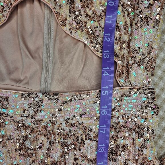 SHO Tadashi Shoji Rose Mist Sequin Cutout Taylor Swift Eras Look Sexy Jumpsuit - Picture 12 of 15